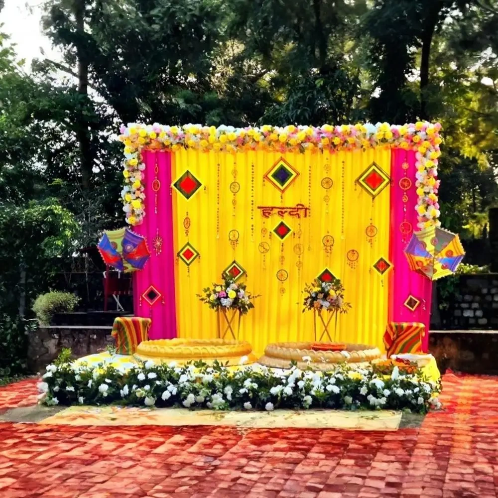 Vibrant Haldi Decoration Setup