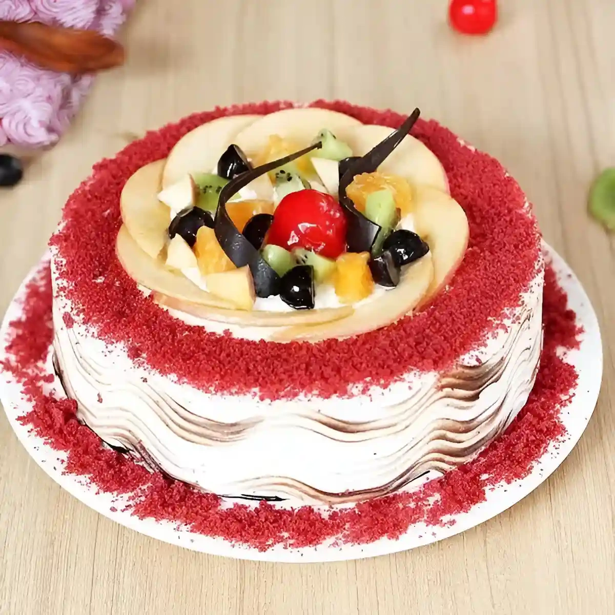 Red Velvet Fruity Fresh Cake 