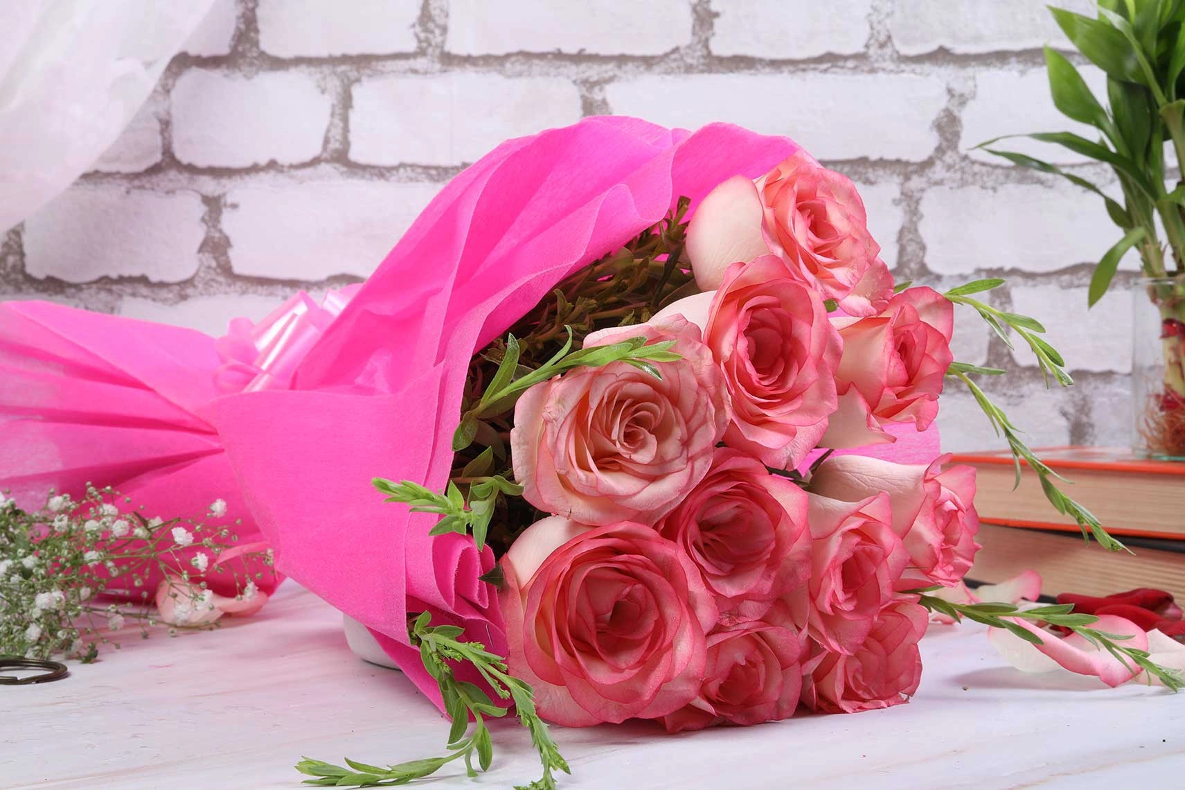 Pink pious rose  Flowers bouquet