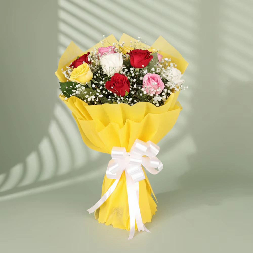 Elegant Mix Roses Flowers  Bunch
