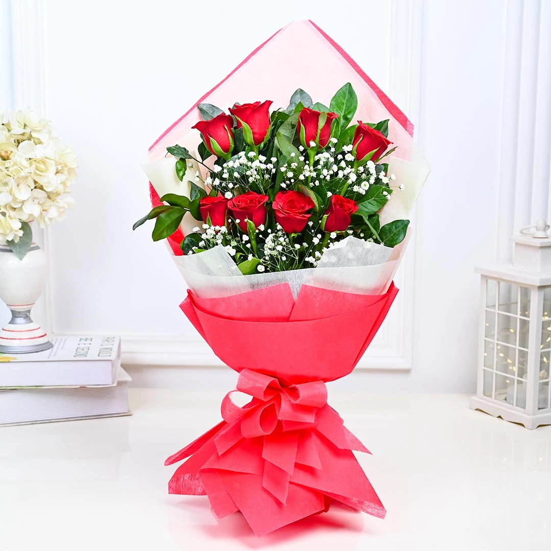 Double-layered Red Rose Flowers  Bouquet 