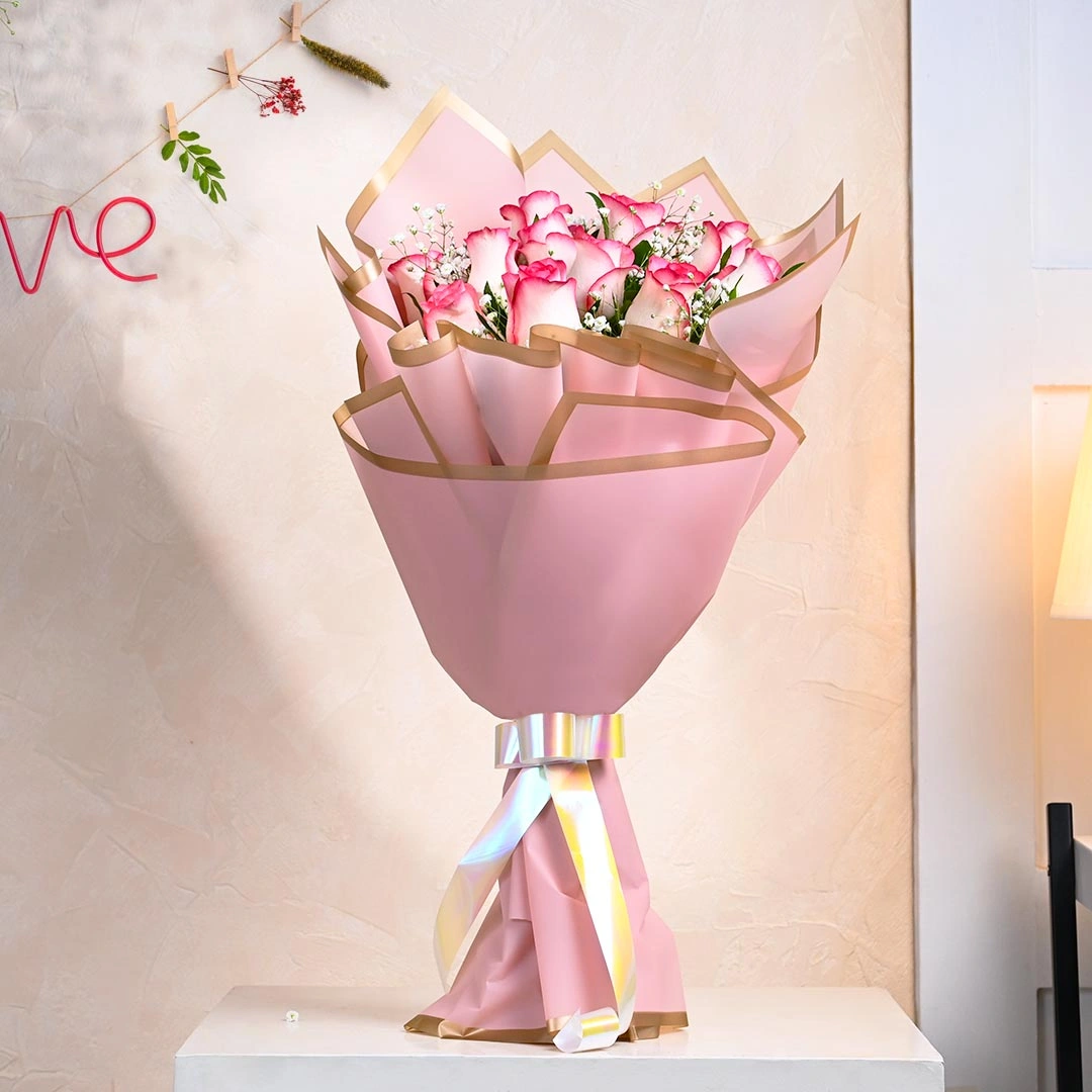 Elegant Arrangement Of Pink Roses Flowers 