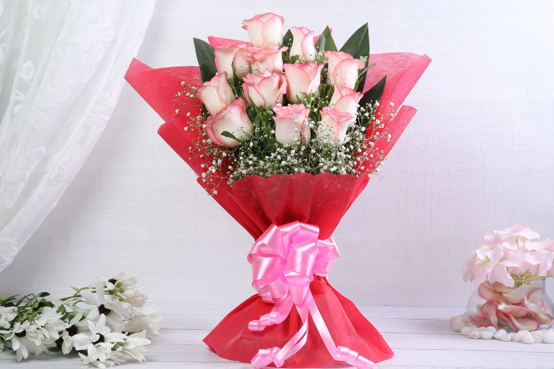 Pink rose love Flowers  bouquet 