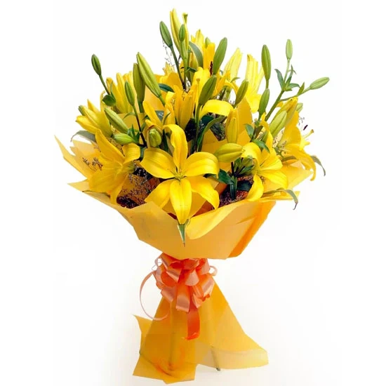 Sunshine Yellow Lily Flowers  Bouquet 