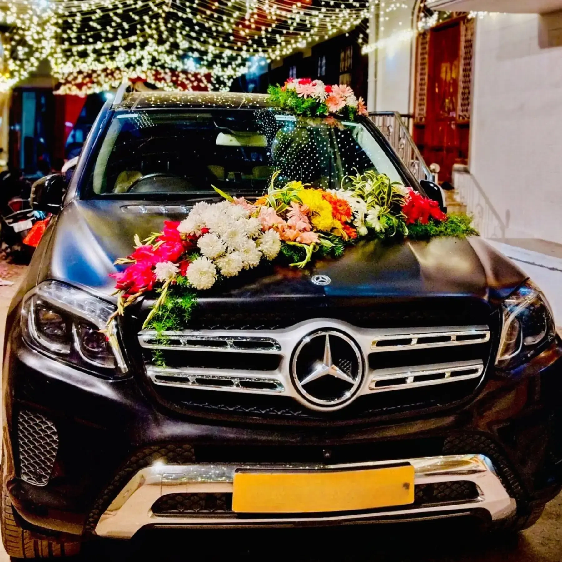 Vibrant Flower Wedding Car Decor