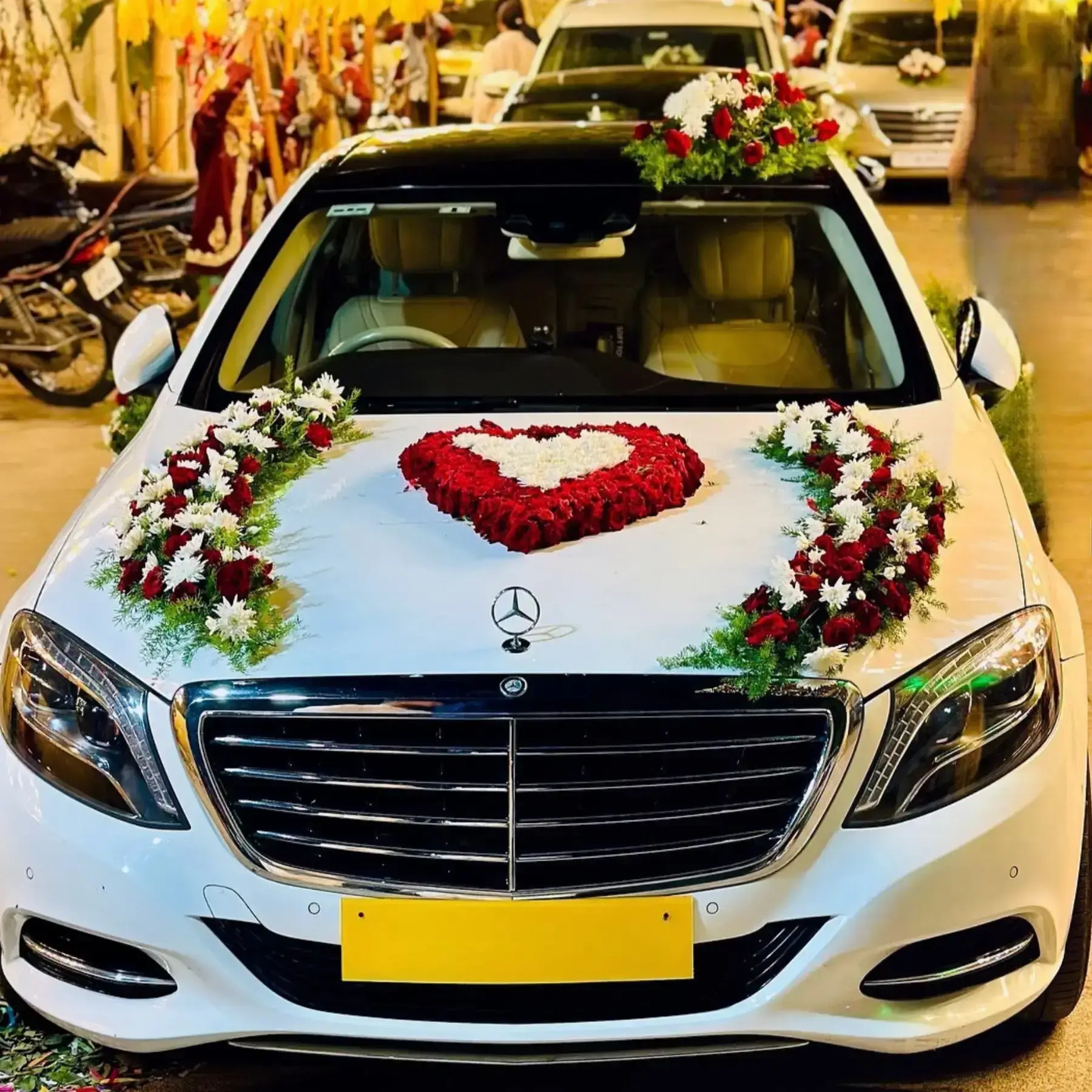 Rose Mercedes Wedding Car Decor