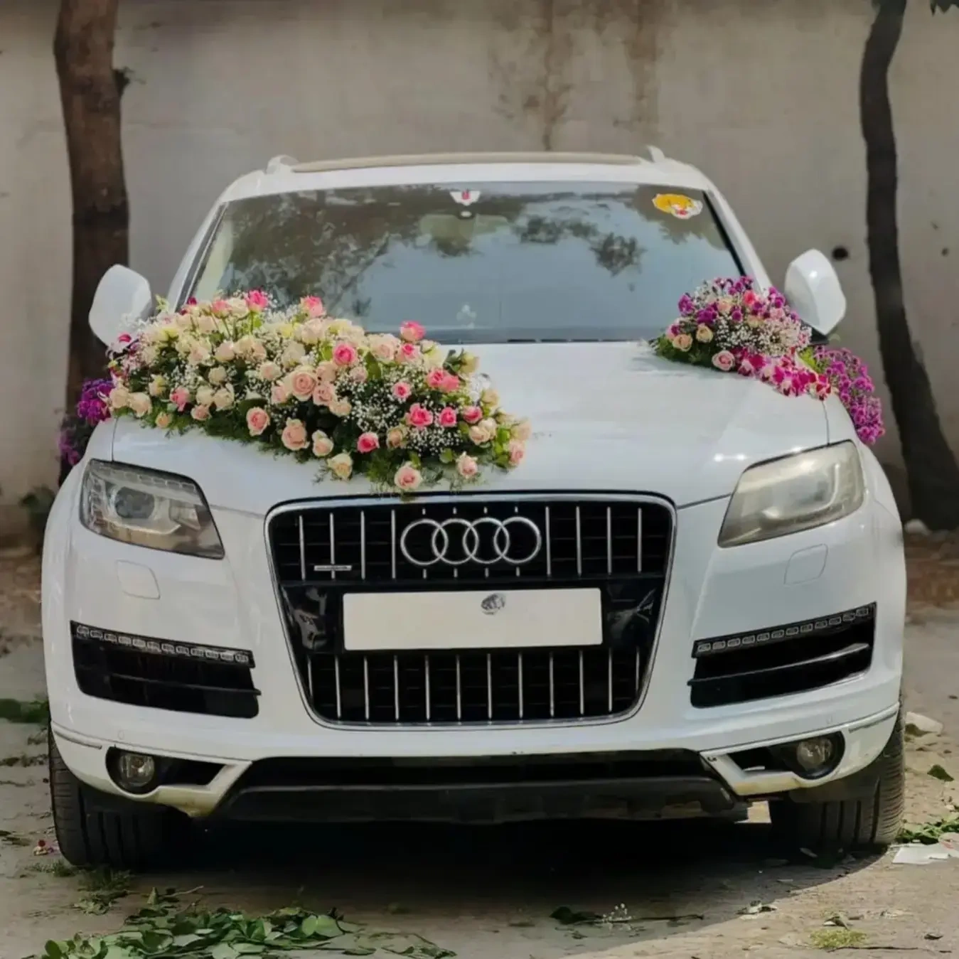 White Car Wedding Decor