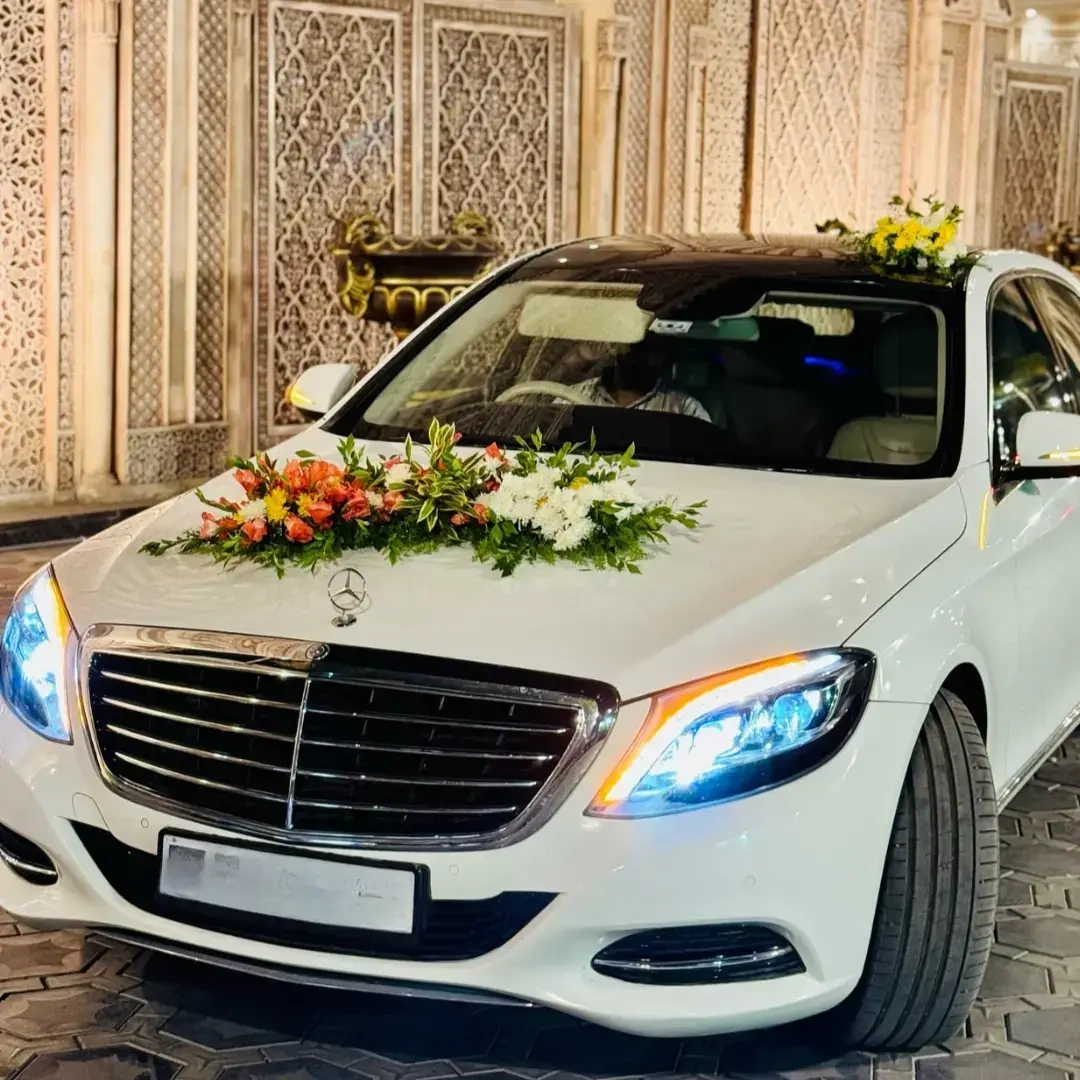 Elegant Mercedes Bridal Car Decor