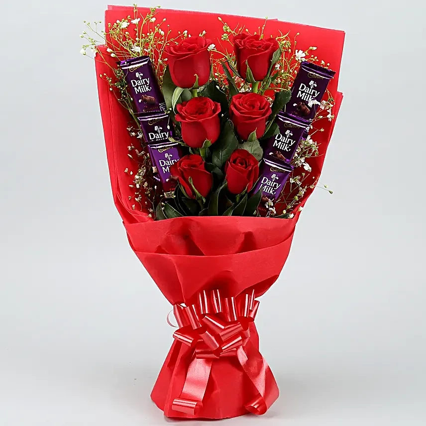redrosesbouquetwithdairymilkchocolates2 1