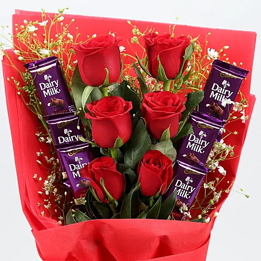 redrosesbouquetwithdairymilkchocolates4 1