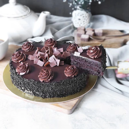 pdecadentchocolatetrufflecakewithorchidsbouquetcombo3882893