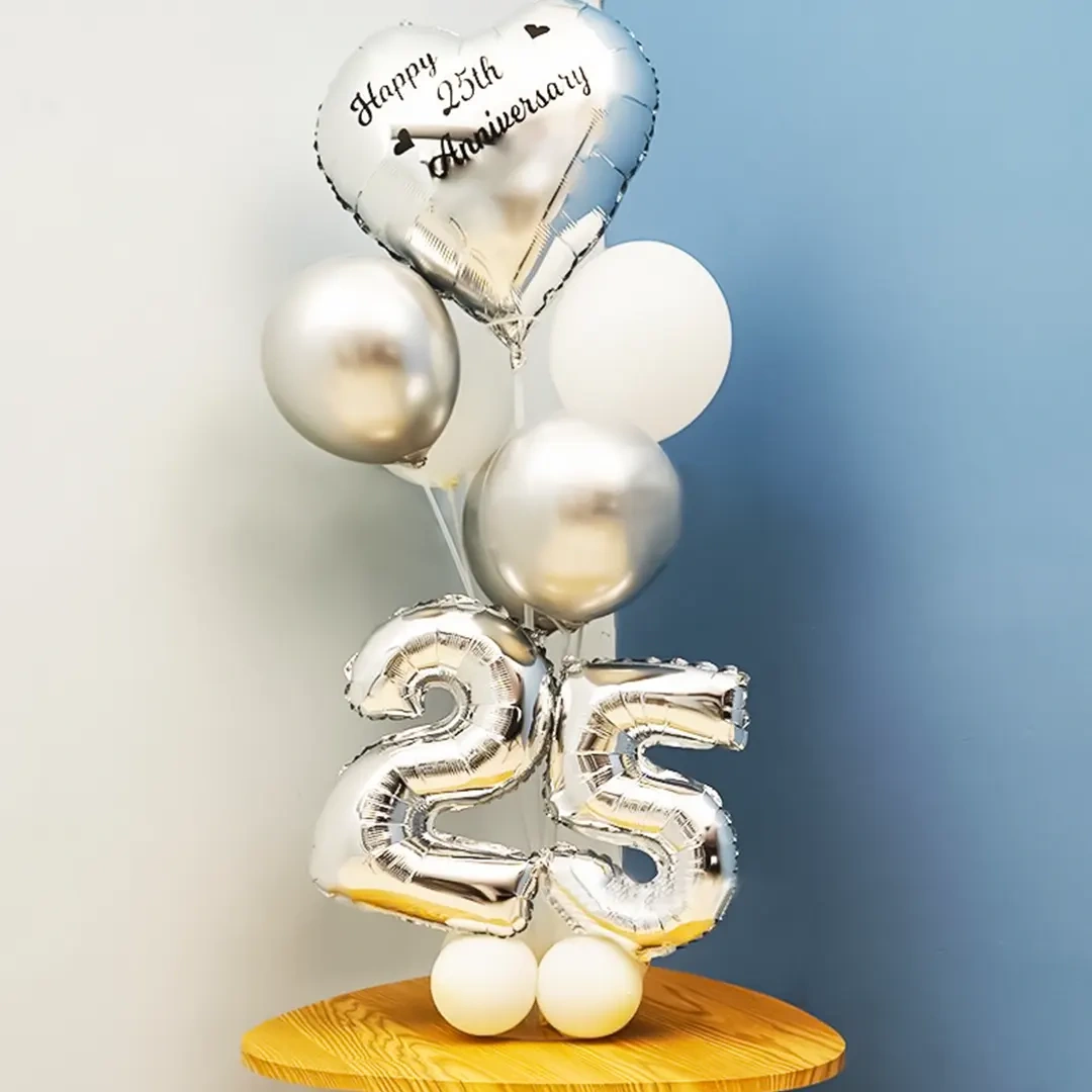 Silver Elegance Balloon Bouquet Set 