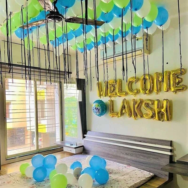 Welcome Baby Boy Balloon Decoration in Room Set