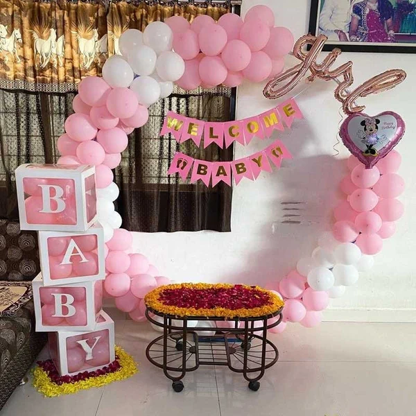 Welcome Baby Girl Ring Balloon Decoration Set