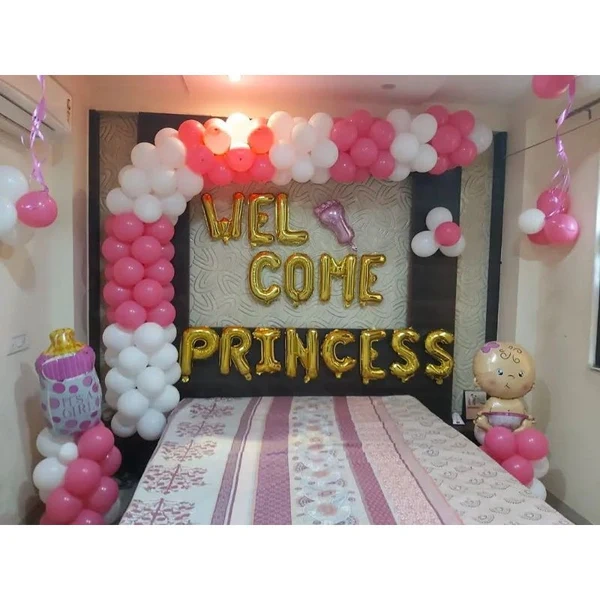 Welcome Baby Balloon Decoration at home for girl Set