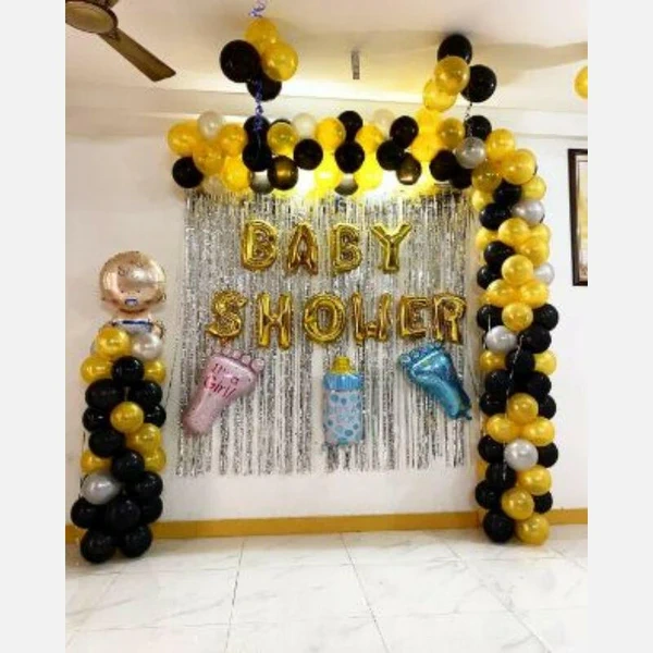 Balloon Decoration arc design Black and Golden for a Baby Shower Set 