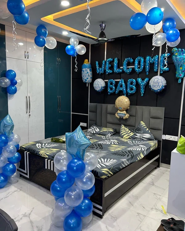 Born Baby Boy Welcome Home Balloon decoration in bedroom Set