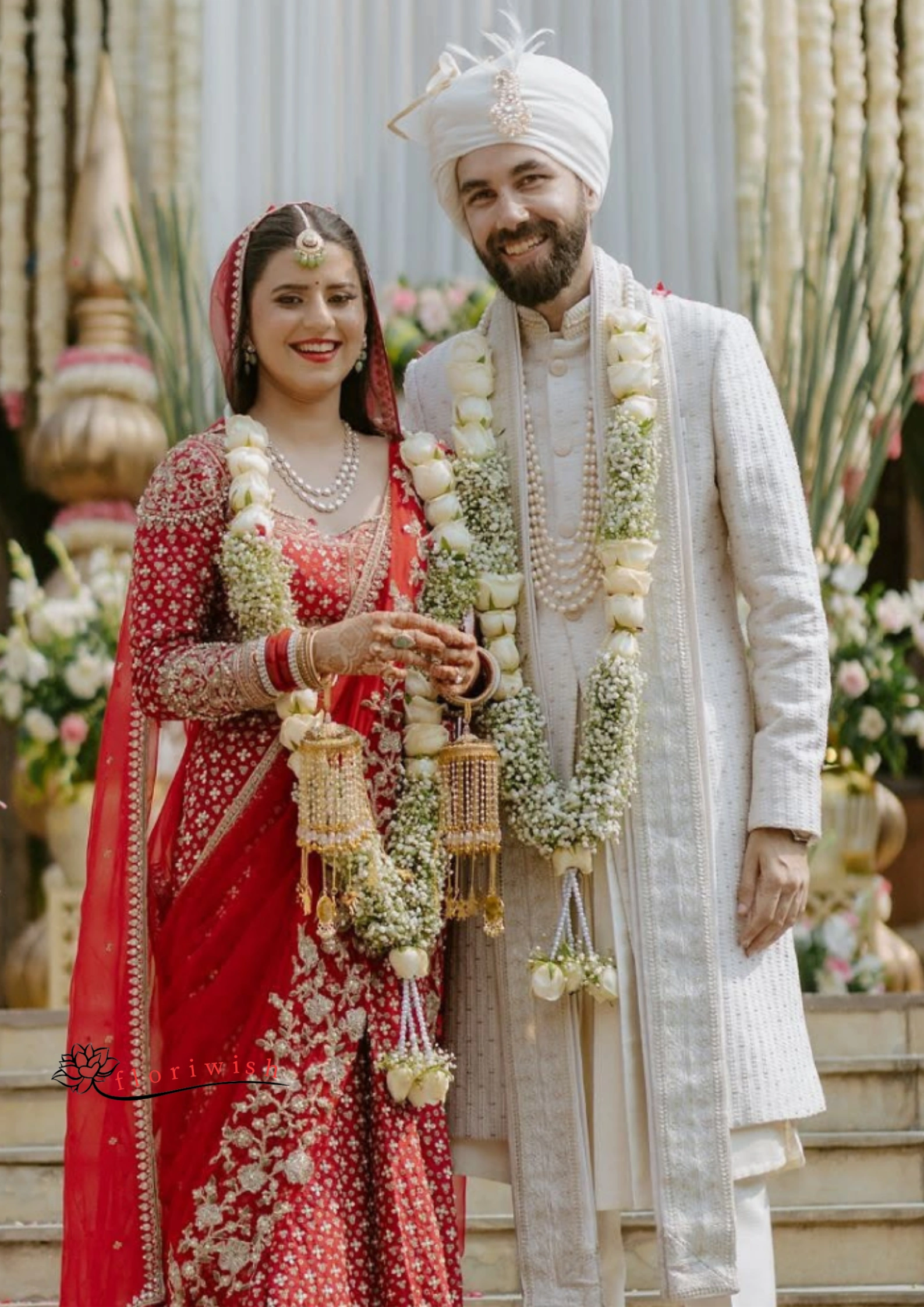 White Rose baby breath Varmala